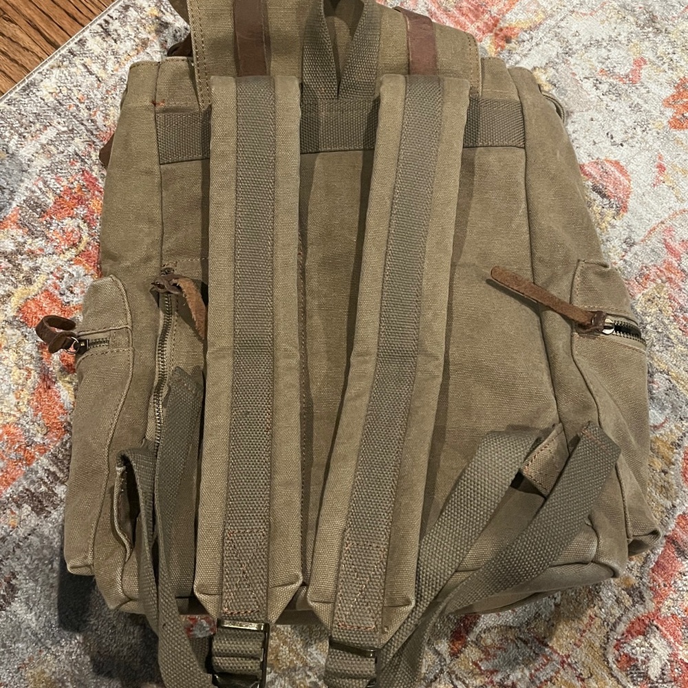 Olive Green Canvas Backpack - as new - Picture 2 of 5